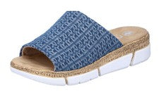 RIEKER Damen - Pantolette KEILSOHLE jeans TEXTIL