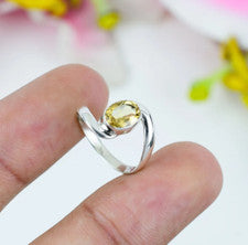 Anillo hecho a mano citrino declaración mujer plata esterlina 925 anillo todas las tallas SR134