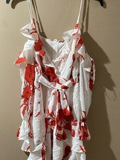 Moda Nova Mujer Talla L Blanco y Naranja Vestido Verano Primavera