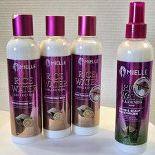 LOTE de 3x Leche Hidratante Agua Arroz Mielle 8oz + Hidratante para Trenzas y Cuero Cabelludo 8 OZ