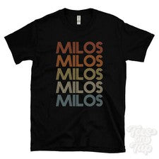 CAMISETA MILOS ESTILO RETRO REPETIDO Hombre y Mujer Novedad Genial Nombre Regalo