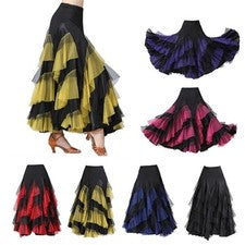 Falda Baile Flamenco Multicapa Bordado para Mujer Mujer