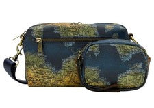 Bandolera Patricia Nash Piper de lona recubierta con bolsa - mapa griego - nueva con etiquetas - $199,95