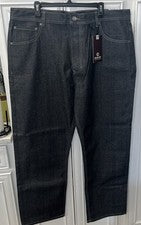 Pantalones de mezclilla negros crudos estilo Akademiks A35JN27 para hombre 42x32 nuevos con etiquetas