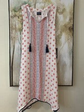"NUEVO Vestido Cherokee Blanco Estilo Pañuelo, Corbata Borla Para Mujer Talla ~ Mediana"