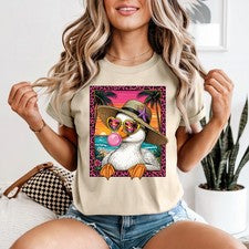 Camiseta Divertida Ganso Verano Playa Vibraciones Mujer Tropical Playa Verano Moda