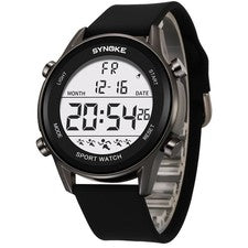 Reloj Digital Deportivo Hombre Pantalla LED Cara Grande Fácil de Leer Reloj Impermeable Negro