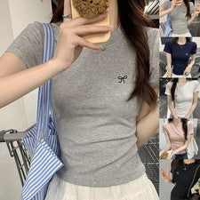 Mujer Verano Moda Camiseta Manga Corta con Lazo Estampado Vintage para Ocio