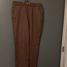 Pantalones informales Merona para hombre marrón sarga lisa algodón frente plano recto 32W nuevos con etiquetas