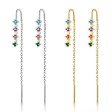Pendientes en U de Plata 925 con Circonitas Coloridas - Pendientes Mujer Elegantes