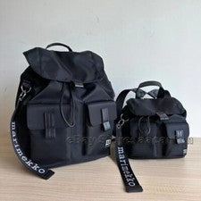 24ss Marimekko Negro Nylon Hombros Bolsas Impermeable Mochila Escolar Cartera