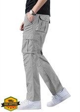 Pantalones de Senderismo HUNGSON Hombres Carga Algodón Cordón Informal Moda