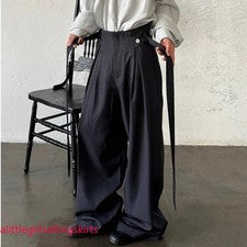 Pantalones japoneses sueltos de pierna ancha estilo callejero para hombre pantalones informales unisex
