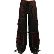 Pantalones MM Góticos Negros Para Hombre Súper Tachonados Costuras Rojas Moda Cyberpunk Gótico
