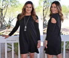 Nuevo Mujer NEGRO HOMBRO FRÍO RECORTADO RELAJADO VESTIDO BOLSILLOS S M 2X 3X EE. UU.