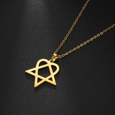 Collar colgante clásico simple Heartagram estrella corazón acero inoxidable joyería
