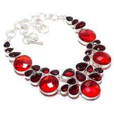 Collar de joyería hecha a mano de piedras preciosas granate de Mozambique 18"