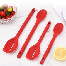 Juego de 4 cucharas batidoras de silicona mango largo para servir y cocinar con Leic