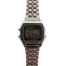 Reloj Vintage Plateado Estilo Casio Digital LED WR (no sumergible)