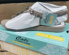 Reino Unido Talla 6 - Sandalias Skechers Para Mujer Meditación Vidrio Margaritas Eslinga Trasera Taupe