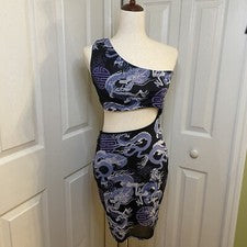 ¡NUEVO! Moda Nova Mini Vestido Para Mujer Estampado Dragón "Rodeado" Talla L