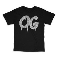 O.G. Camiseta negra para hombre Zapatilla deportiva urbana Match Hip Hop Graffiti Goteo Gráfico Camiseta
