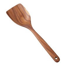 Espátula de wok de madera de teca para saltear cocina herramienta de utensilios de cocina sin arañazos