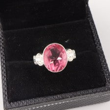 Anillo de plata esterlina 925 con piedras preciosas de turmalina rosa hecho a mano anillo de joyería para regalo