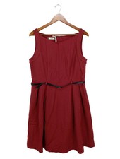 Vestido mujer Burani Collezioni lana rojo talla 42 elegante línea A nuevo