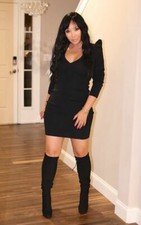 Sexy Vestido Midi Para Mujer Flutter Mangas Largas Cuello en V
