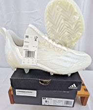 Botines de fútbol Adidas ADIZERO para hombre 9,5 triple blanco velocidad ligeros nuevos en caja