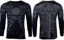 Camisa térmica para hombre Xtreme Couture by Affliction COLLISON calavera motociclista negra