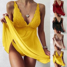 Nuevo vestido de moda ropa de dormir cómoda suave monocromática verano cuello en V