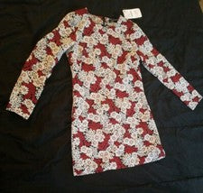 Vestido Zara Mujer Rojo Blanco Floral Midi Talla Pequeña Manga Larga Precioso NUEVO Moda
