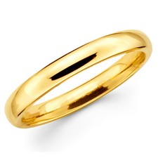 Anillo de alianza de boda de oro amarillo macizo de 14K de 2,5 mm de ajuste cómodo para hombre y mujer