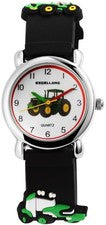 Excellanc reloj para niños reloj de pulsera reloj de aprendizaje reloj de cuarzo silicona trecker tractor verde