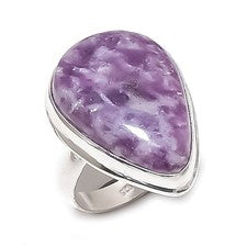 Anillo de joyería de plata de ley 925 hecho a mano con piedras preciosas de lepidolita talla 7 i686
