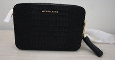 Bolso Bandolera Michael Kors Para Mujer MD Negro Cocodrilo Cuero Repujado Cámara $228