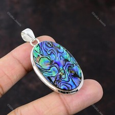 Regalo para ella colgante de joyería de piedras preciosas concha de abulón natural de plata de ley 925