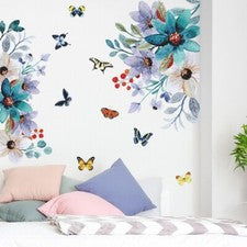 Pegatinas de pared extraíbles flor loto mariposa arte de pared fondo decoración del hogar