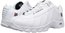 Zapatillas deportivas de cuero para hombre K-Swiss ST329 CMF 03426-130 blancas/azul marino/rojas nuevas