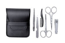 Kit de aseo facial para hombres tijeras peine para bigote y barba cabello uñas viaje 6 piezas