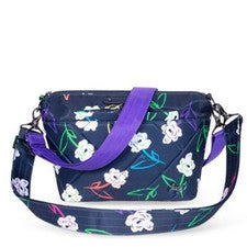 Bolso Bandolera Lug Flare 2 Para Mujer - Azul Marino y Floral Brillante, Elegante Bolsa de Viaje para