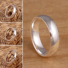 Anillo de boda liso de plata esterlina 925 ajuste cómodo pulgar en forma de D