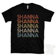 CAMISETA SHANNA ESTILO RETRO REPETIDO Hombre y Mujer Novedad Genial Nombre Regalo