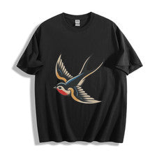 Camiseta Tatuaje Golondrina - Camiseta Clásica Vintage Diseño Pájaro Unisex