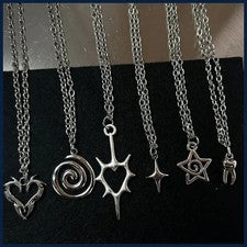 Collar Colgante Dientes Corazón Fuego Mayal Y2K para Mujer Hombre Dije Collar Grunge