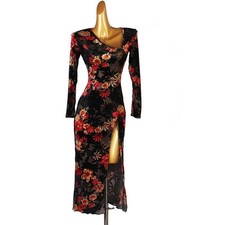 Vestido para mujer de baile latino dividido rendimiento falda larga calce ajustado cómodo moda
