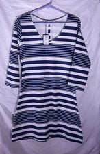 Vestido Just Style Designed In America azul y blanco talla mediana para mujer nuevo con etiquetas
