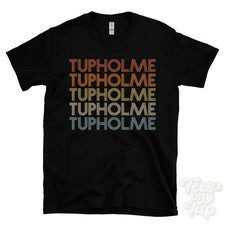 CAMISETA ESTILO RETRO REPETIDA TUPHOLME para hombre y mujer Reino Unido top name regalo